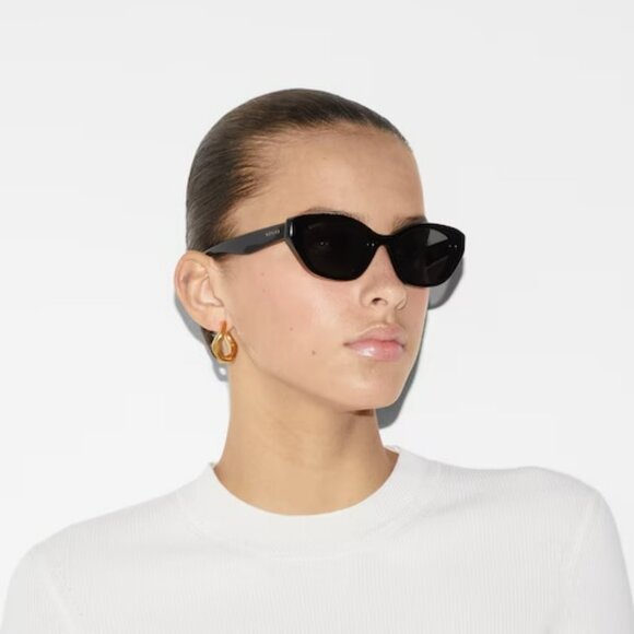 Gucci GG1638S 001 BRAND NEW Sunglasses Black Grey Anti-Reflective Women Cat Eye main image 8